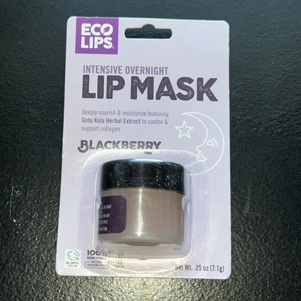 2-Eco Lips Overnight Lip Mask Blackberry And Lip‎ Scrub Brown Sugar .25 Oz New